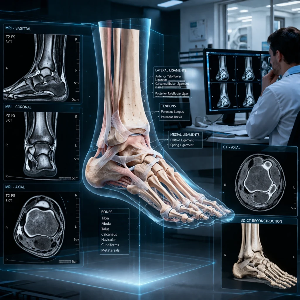 روش‌های تصویربرداری دقیق در آسیب‌های مچ پا | بررسی نقش MRI، سی‌تی‌اسکن و رادیولوژی در تشخیص آسیب
