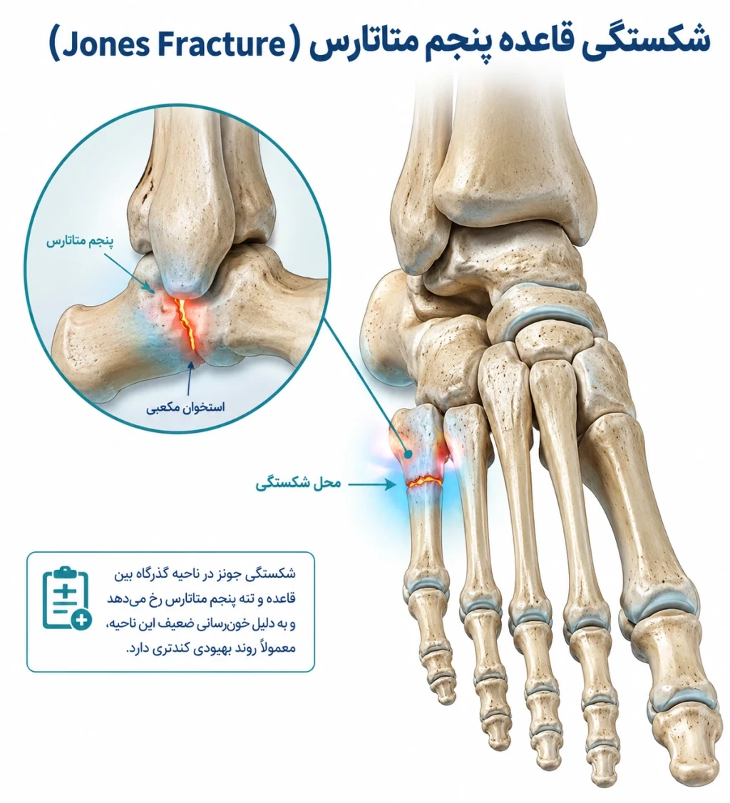 شکستگی‌های قاعده پنجم متاتارس (Jones Fracture) | بررسی علل، علائم و روش‌های درمان