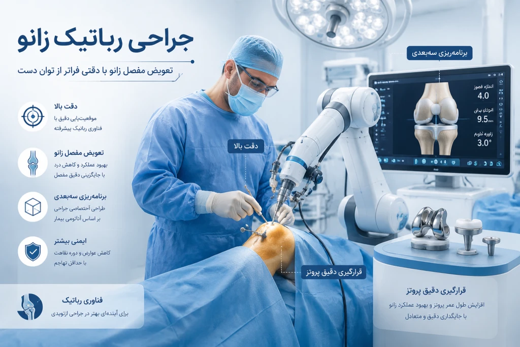 کاربرد رباتیک در آرتروپلاستی مفصل زانو | تحول در جراحی تعویض مفصل زانو
