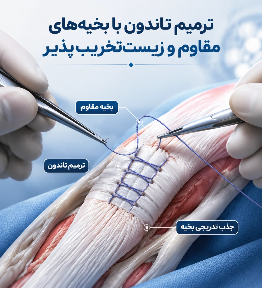ترمیم تاندون‌ها با بخیه‌های مقاوم و زیست‌تخریب‌پذیر | راهنمای انتخاب روش و مراقبت‌های پس از جراحی