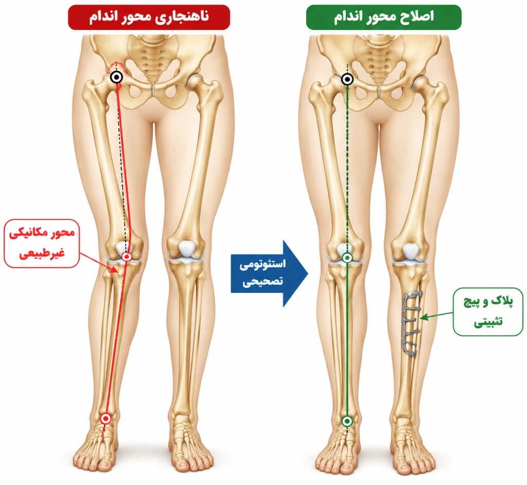 درمان ناهنجاری‌های محور اندام با استئوتومی تصحیحی | اصلاح انحراف استخوان‌های پا و زانو