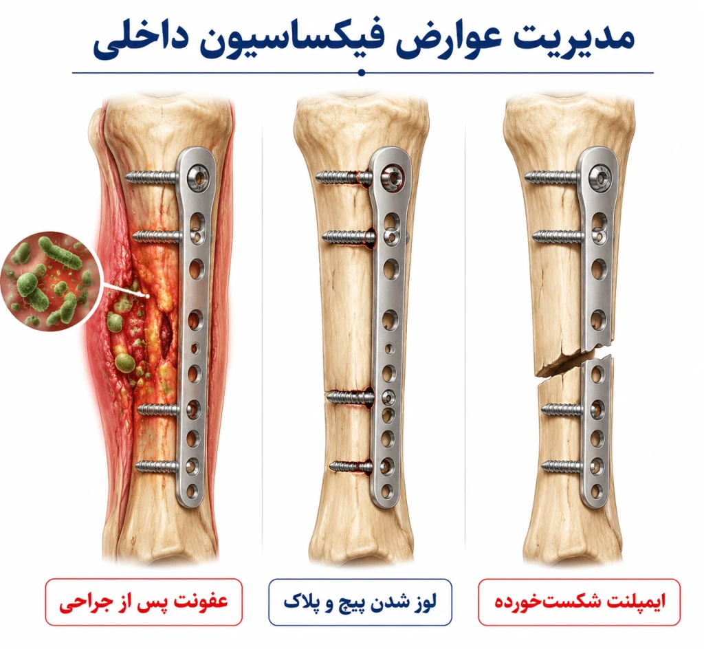 مدیریت عوارض فیکساسیون داخلی | عفونت، لوز شدن و ایمپلنت شکست‌خورده