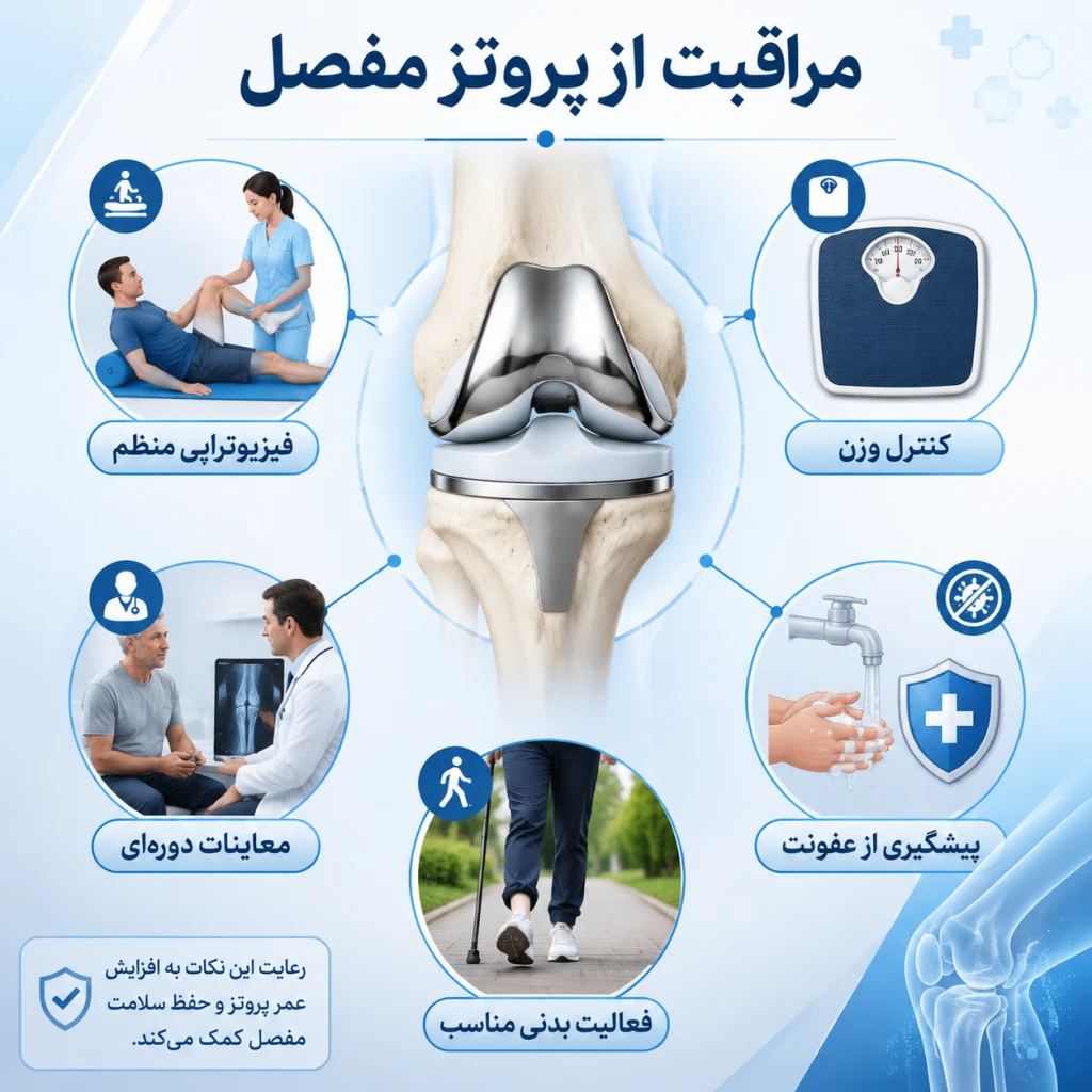 مراقبت از پروتز مفصل و افزایش طول عمر آن | راهنمای جامع نگهداری مفصل مصنوعی