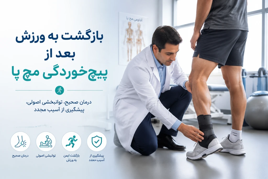 بازگشت به ورزش بعد از پیچ‌خوردگی مچ پا | راهنمای علمی بازتوانی و پیشگیری از آسیب مجدد