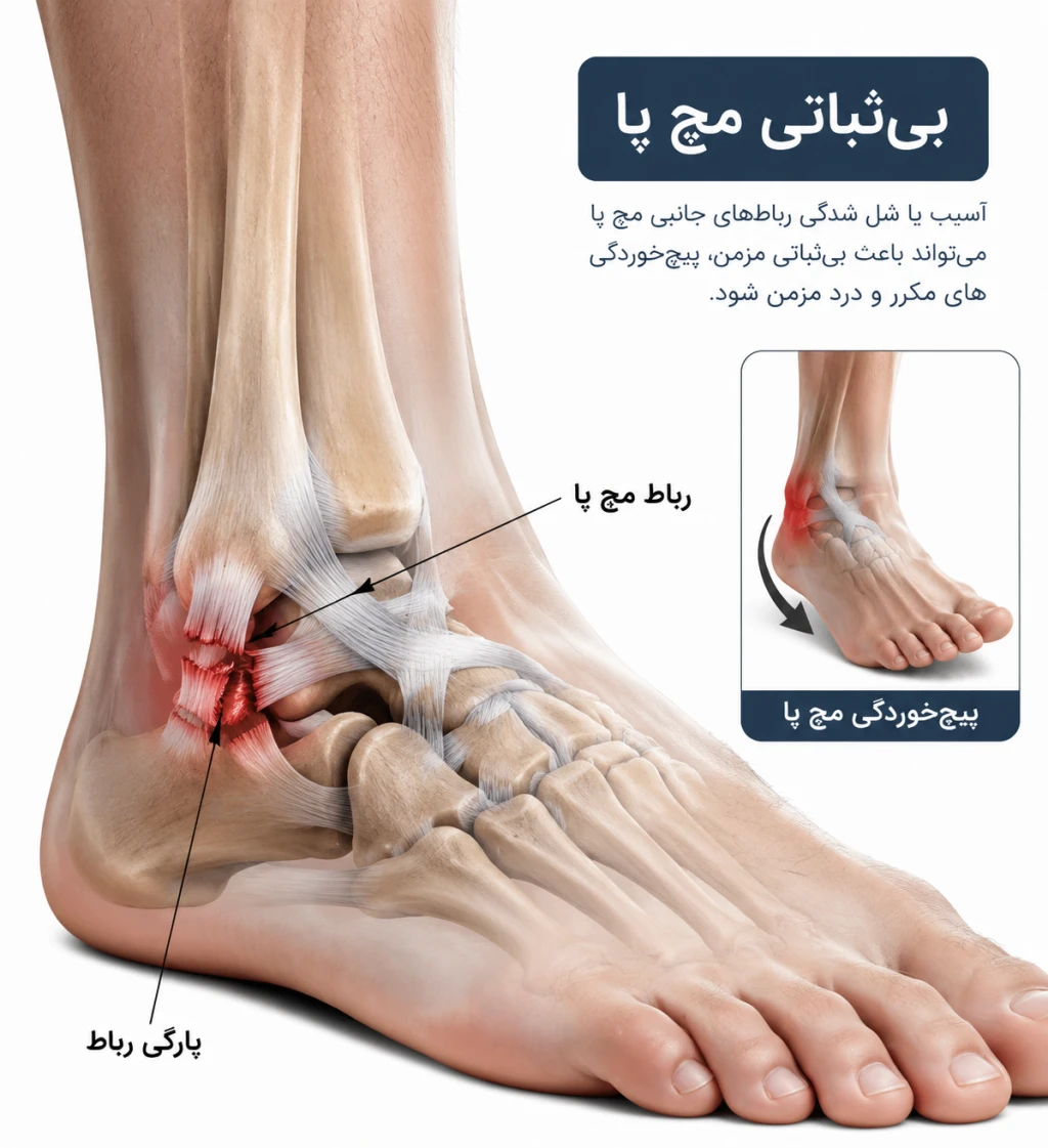 مزایا و محدودیت‌های جراحی بی‌ثباتی مچ پا در ورزشکاران | بررسی درمان ناپایداری مچ پا