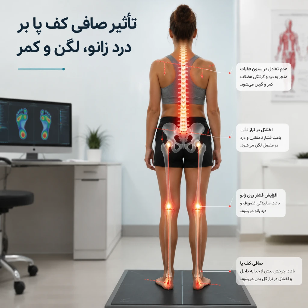 آیا صافی کف پا می‌تواند باعث درد زانو، لگن و کمر در راه رفتن شود؟ | بررسی تأثیر کف پای صاف بر مفاصل بدن