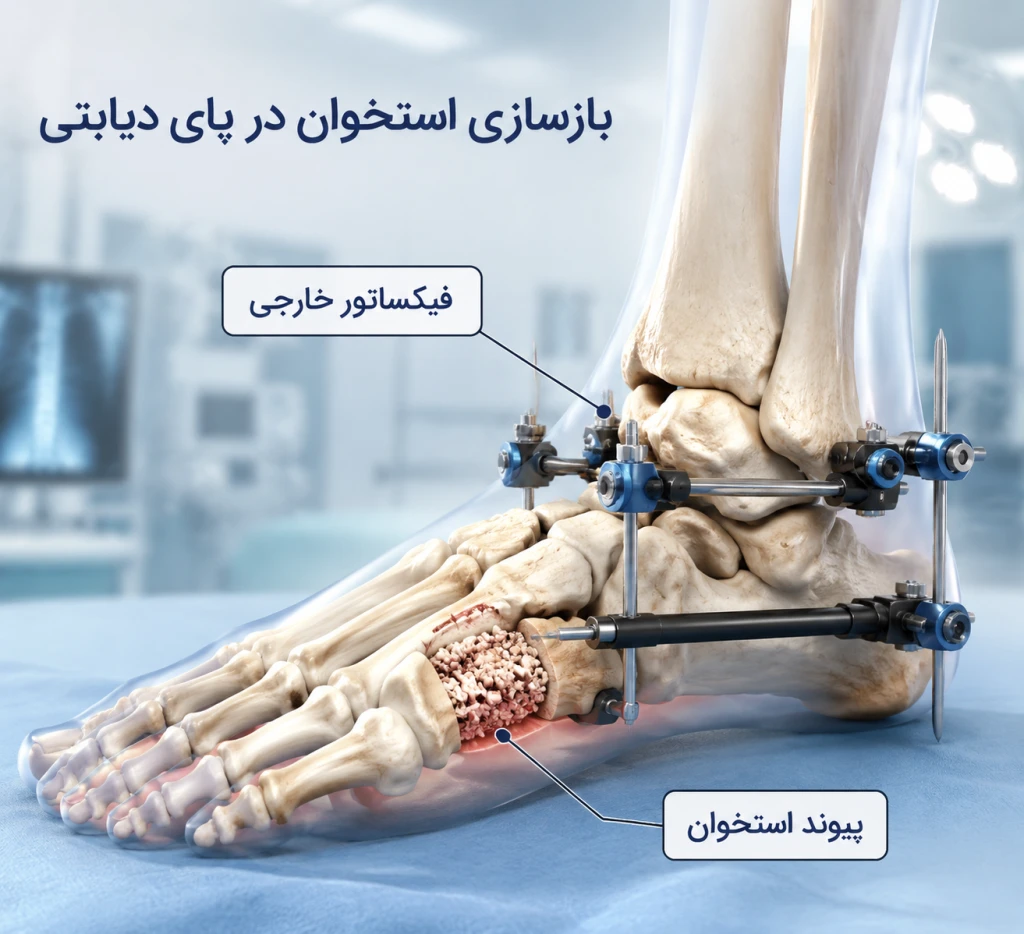 روش‌های نوین بازسازی استخوان در پای دیابتی | درمان تخصصی بدشکلی‌های اسکلتی