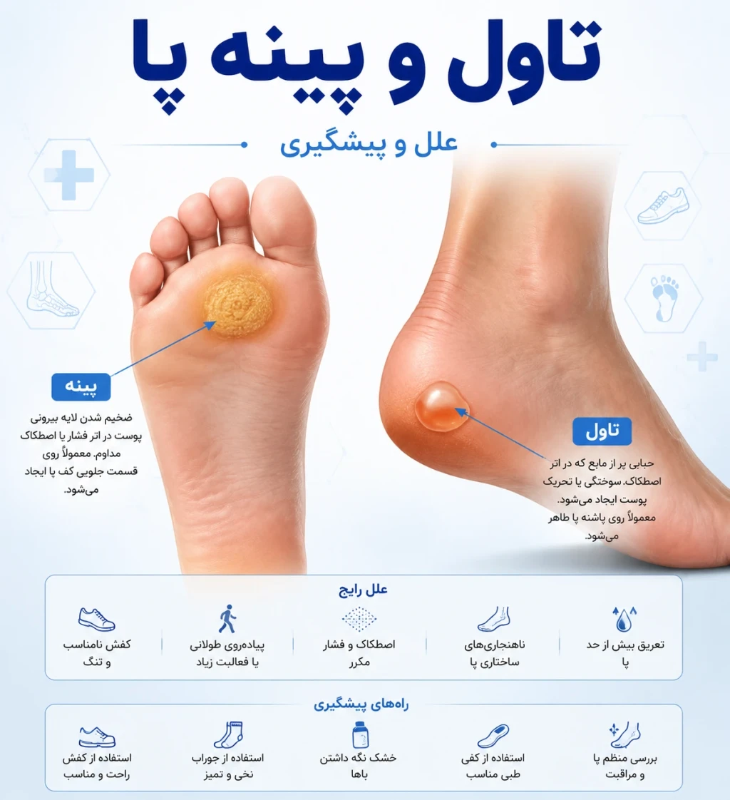 تاول و پینه پا علل و پیشگیری