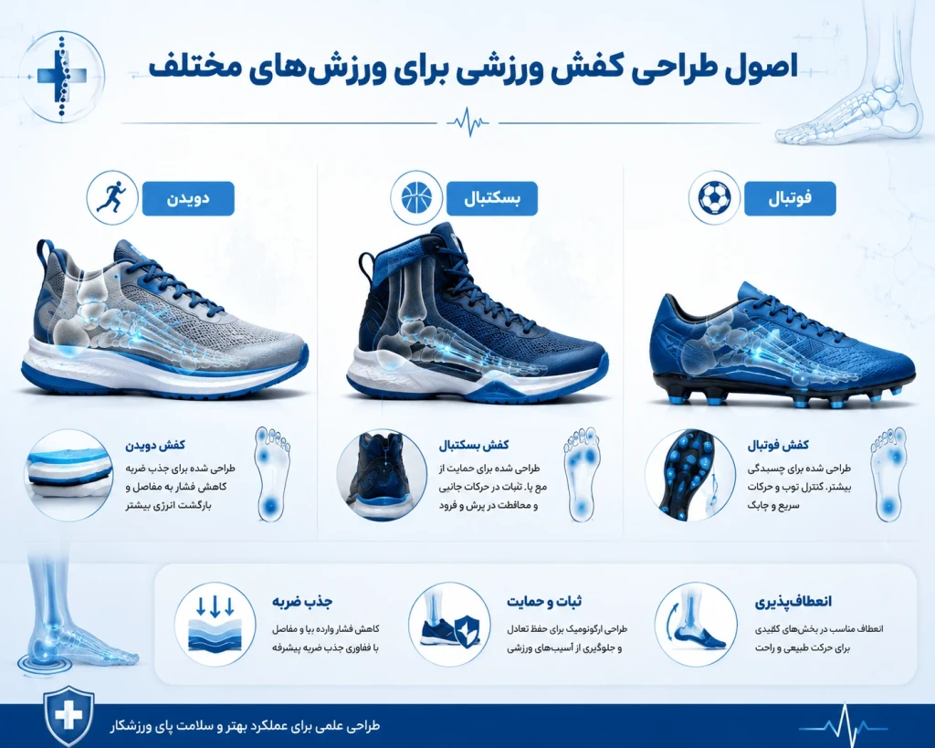 اصول طراحی کفش ورزشی برای ورزش‌های مختلف