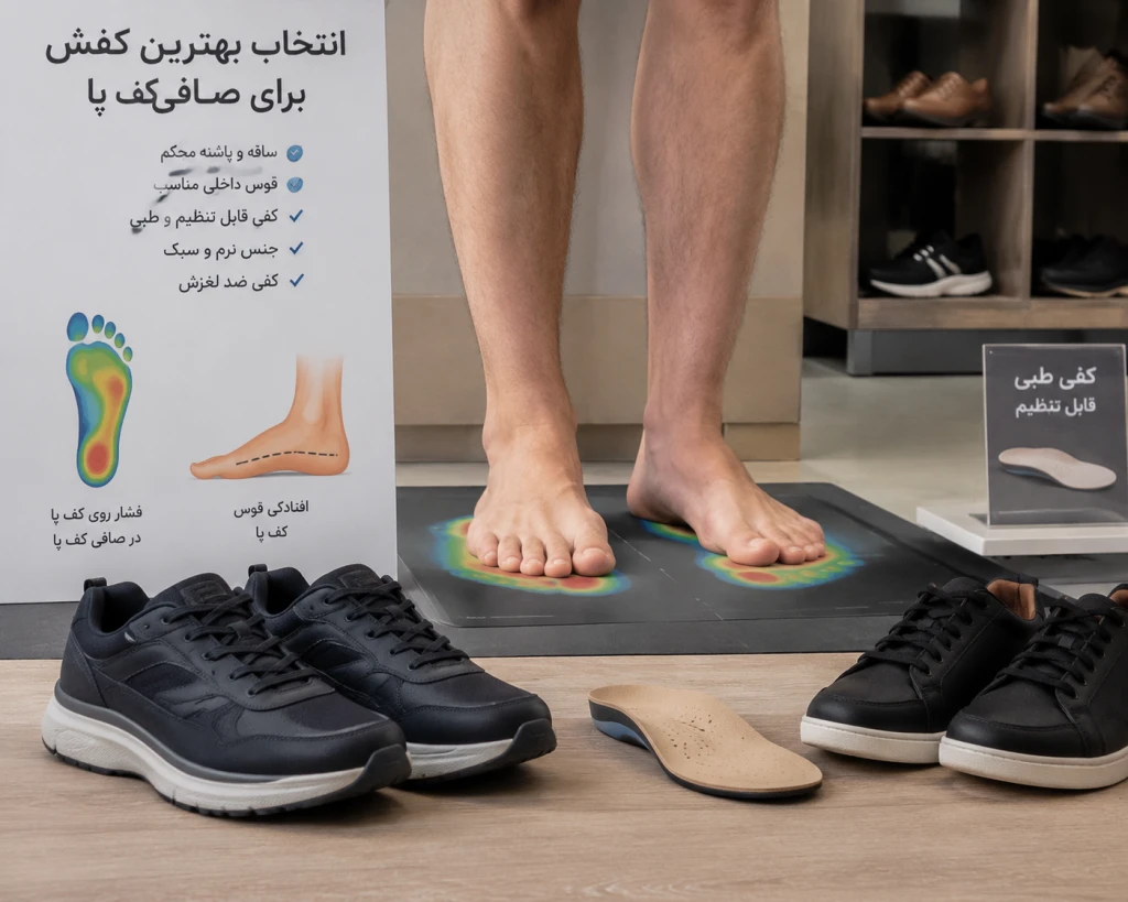 چگونه بهترین کفش برای صافی کف پا انتخاب کنیم | راهنمای کفش طبی و کفش مناسب
