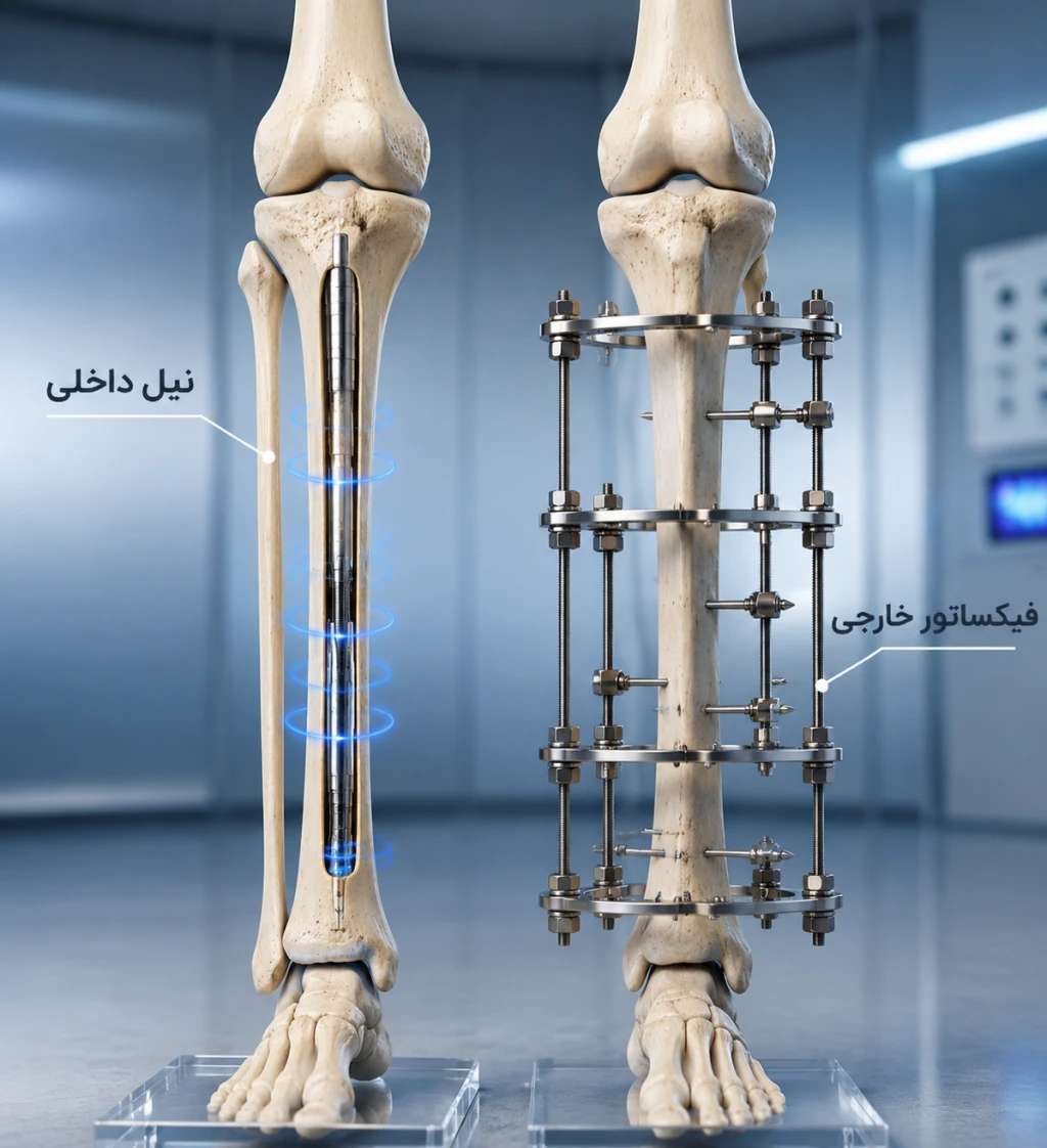 تفاوت فیکساتور خارجی و نیل داخلی در جراحی افزایش قد | مقایسه روش‌های Limb Lengthening
