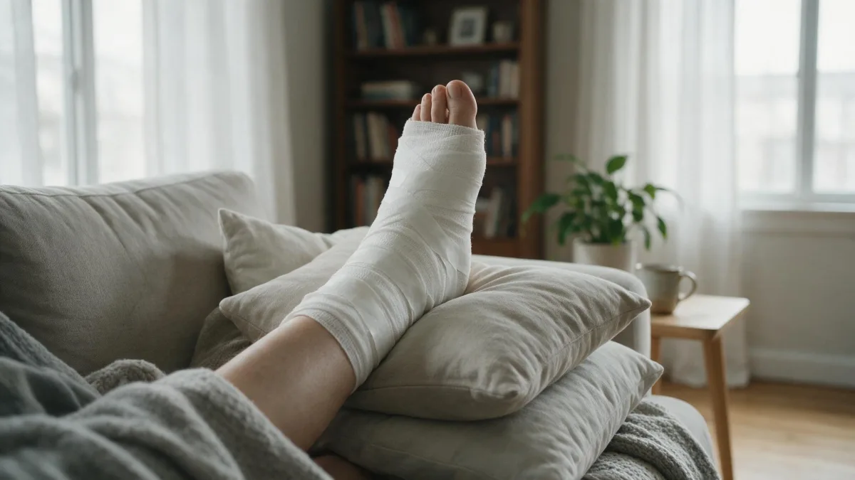 بالا نگه داشتن پا بعد از جراحی شست پا برای کاهش ورم
