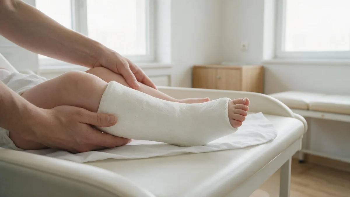 گچ‌گیری پای نوزاد برای اصلاح انحراف جلوی پا