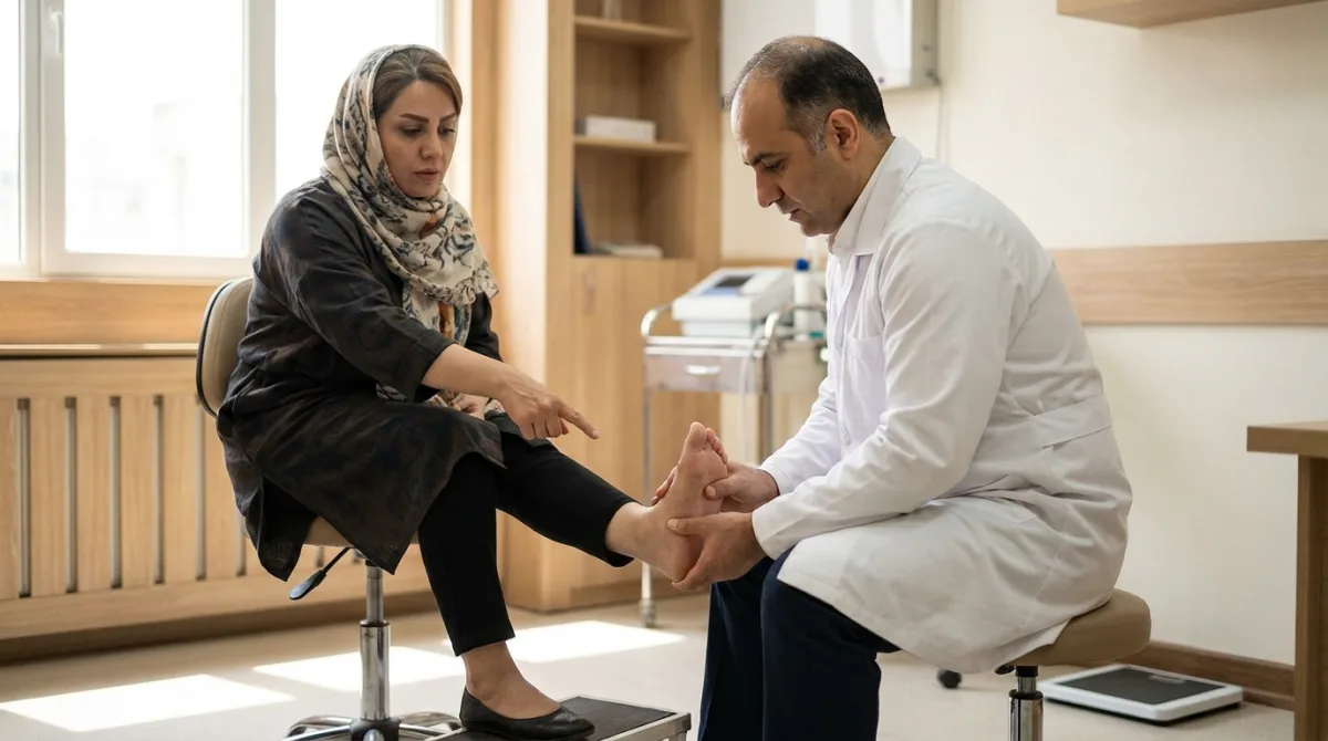 معاینهی پینهی زیر پنجه پا و بررسی علت ایجاد پینه پا توسط پزشک ارتوپد