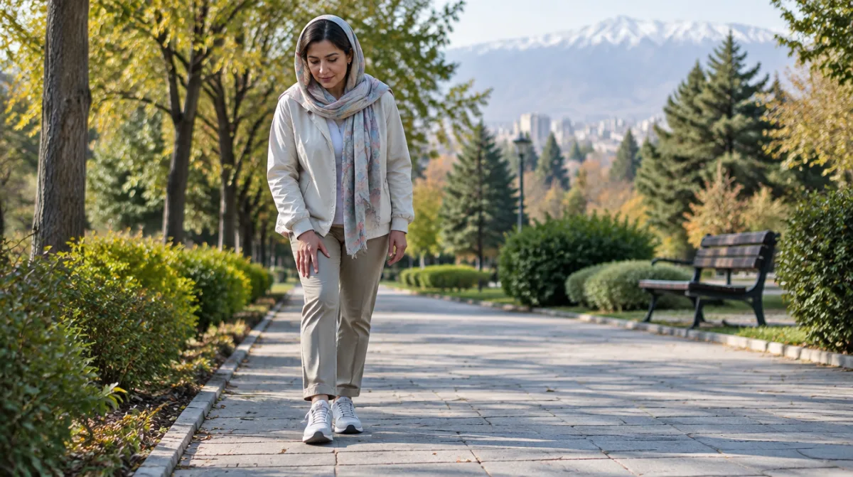 پیاده‌روی آرام در پارک با پارگی مینیسک زانو